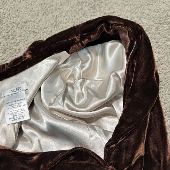 Vintage Y2K Cache Brown Velvet Rhinestone Buttons Glam Blazer, Made in USA - Picture 7 of 9